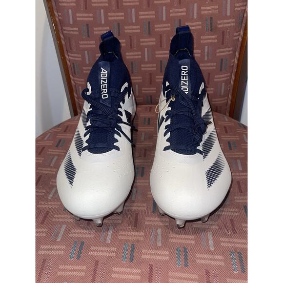 New Men’s 12 Adidas Adizero IMPACT+ Football Cleats Cloud White/Navy IH7455 - Picture 2 of 7